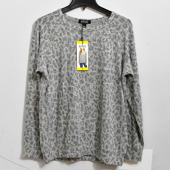 NWT Buffalo David Bitton Ladies’ Printed Long Sleeve Cozy Top Heather Grey- - Picture 2 of 5